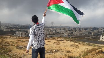 Waving the Palestinian Flag