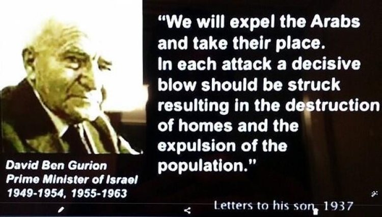Quote by Ben Gurion telling Zionists to terrorise Palestinians