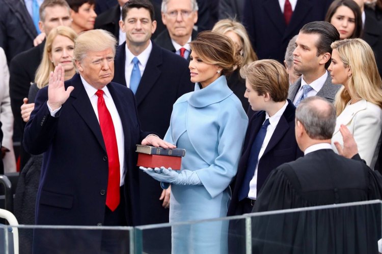 President Donald Trump being sworn in on January 20, 2017 at the U.S. Capitol building in Washington, D.C