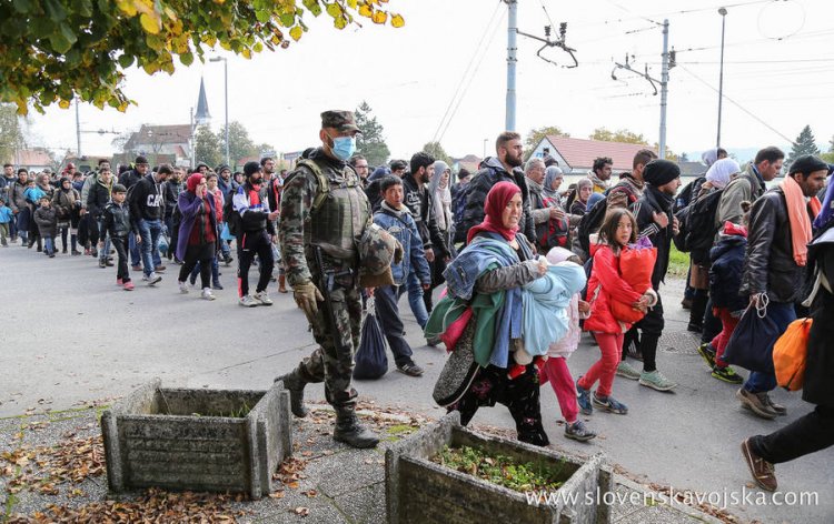 Syrian refugees and migrants pass through Slovenia, 23 October 2015