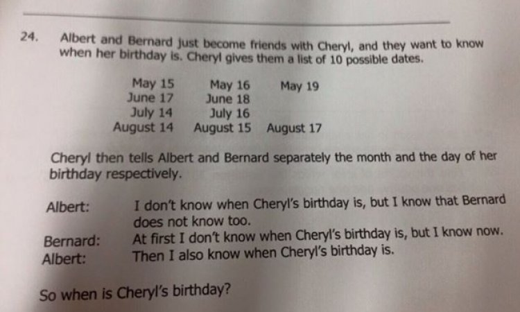 Maths question posed in an exam paper to weed out the top students aged 14/15