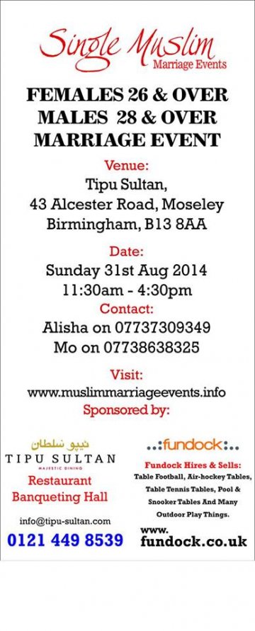 Single Muslim Matrimonial Events
