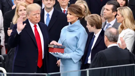 President Donald Trump being sworn in on January 20, 2017 at the U.S. Capitol building in Washington, D.C