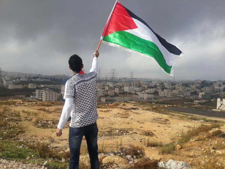 Waving the Palestinian Flag