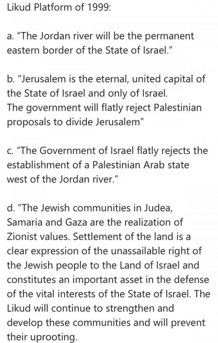 Likud Charter - their platform from 1999